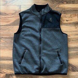 Browning Men’s Large Fleece Vest Full Zip Hunting Outdoors Gray Black